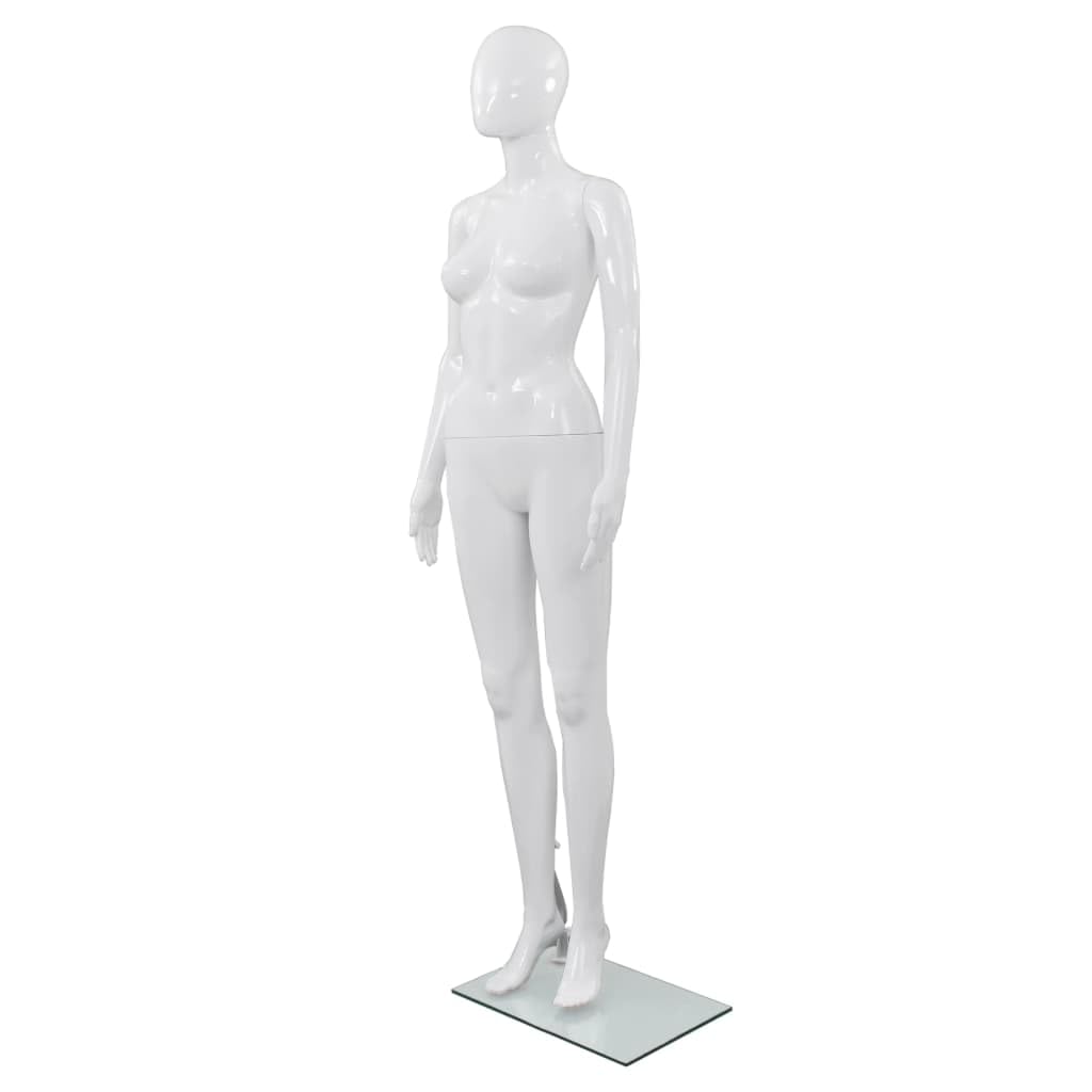 vidaXL Full Body Female Mannequin with Glass Base Glossy White 175cm Dummy