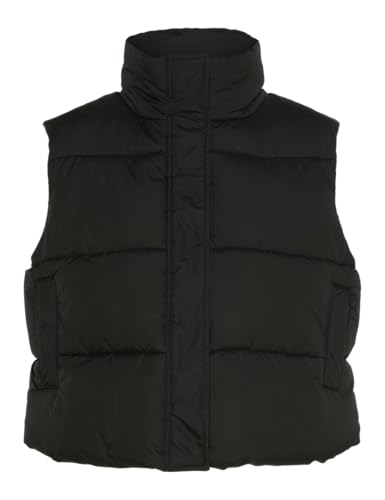 Chaleco acolchado cropped PIECES Pcbee en color negro con cuello alto talla XS para mujer
