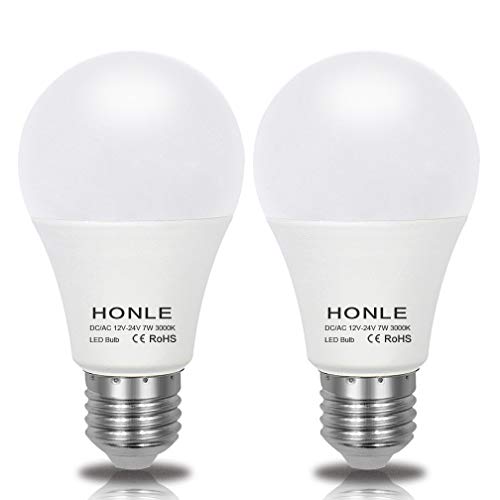 Get Special Price E26 E27 LED Light Bulbs 12V 24V Low Voltage 7W Warm White 3000k Standard Edison Base 60w Halogen Bulb Equivalent DC/AC for Rv, Off Grid Solar Panel Project Lighting, Boat, Garden Landscape Pack of 2