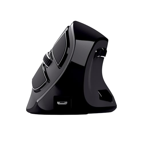 Trust Voxx Souris Verticale sans Fil Rechargeable, Bluetooth ou 2.4 GHz, 9 Boutons, 1200-2400 PPP, Souris Bluetooth Ergonomique pour PC, Mac, Macbook,...