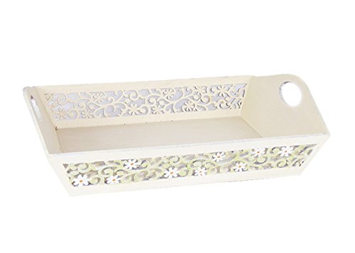  Cesteria Vassoio Legno Traforato S/3 (Bianco)