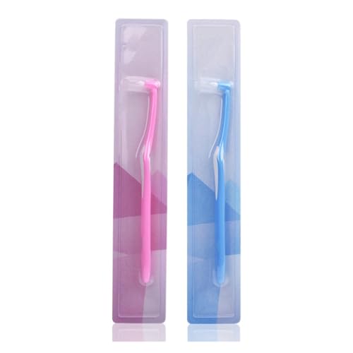 Brosse à dents à faisceau unique rose et bleue pour adulte