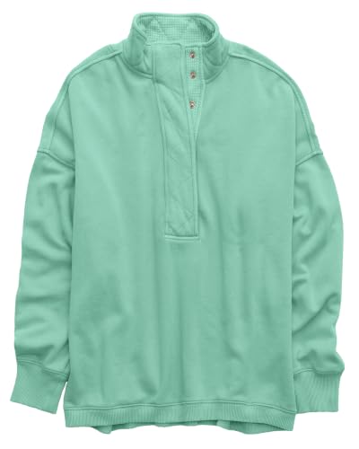 Image of Gacaky Sweatshirt for Women Oversized Casual Long Sleeve Button Henley Neck Pullover Tops Fashion Outfits Clothes