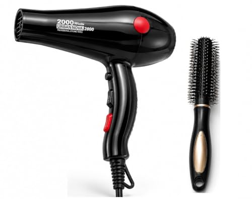 urbannova Professional Hair Dryers (2000 Watts) For Women And Men And Hot And Cold Control |Round Brush (Color May Vary)