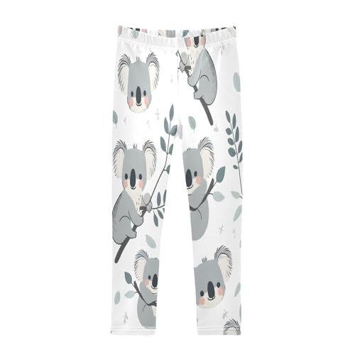 Toddler Girls Leggings Printed Yoga Pants Leggings Leaves Grey Koala for Kids