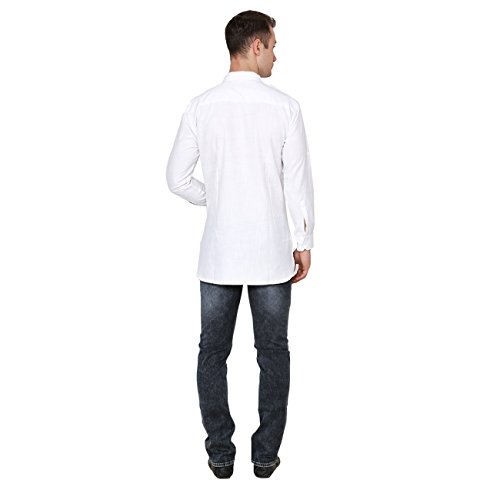Kurta de lino blanco Royal Kurta para hombre en corte regular 3