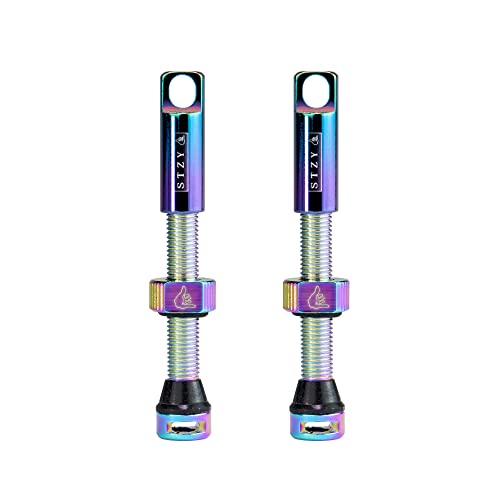 Stzy Max Flow Tubeless Presta Valves Available in 14 Colours 44mm and 60mm (Oil Slick, 44mm)