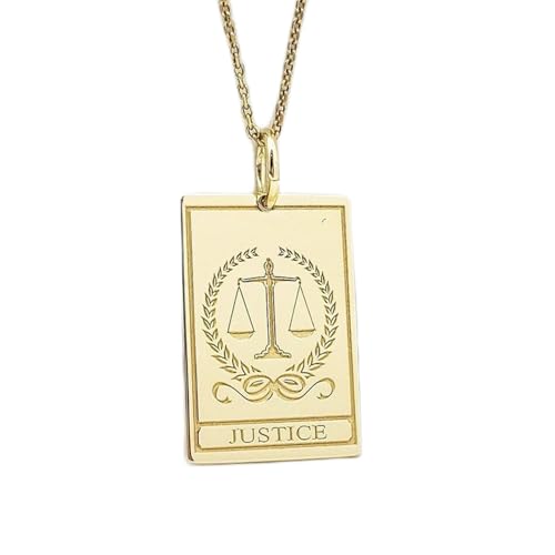 Bijou tarot Justice collier pendentif argent plaqué or avec chaîne 45 cm LK_PNDN_1632