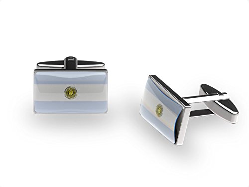 Cuffs 'N' Collars Argentina sol Gemelos (bandera de Argentina Gemelos con caja de regalo)