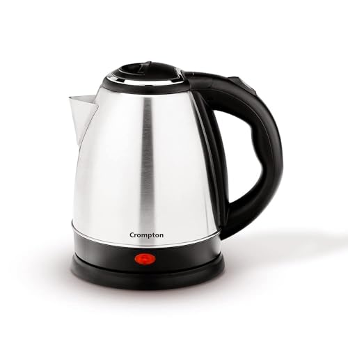 Image of Crompton Insta Delite 1.5L SS Electric Kettle with 1500W power | Stainless steel body | Soft grip handle | LED indicator | 360-degree swivel base | Auto shut-off | Dry Boil Protection
