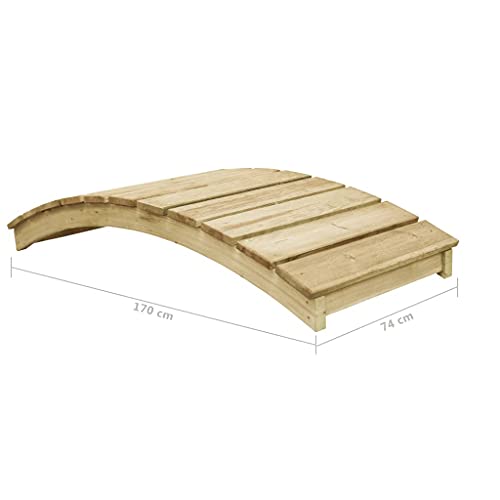 Bild 4 vidaXL Kiefernholz Imprägniert Gartenbrücke Rustikal Holzbrücke Teichbrücke Brücke Holzsteg Zierbrücke Hinterhof-Brücke Deko 170x74cm