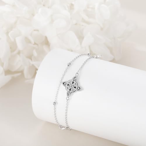 Witches Knot/Double Circle/Dragonfly/Butterfly/Bracelet Sterling Silver Adjustable Charm Bracelet Summer Beach Foot Chain Jewelry for Women Girls Gifts3