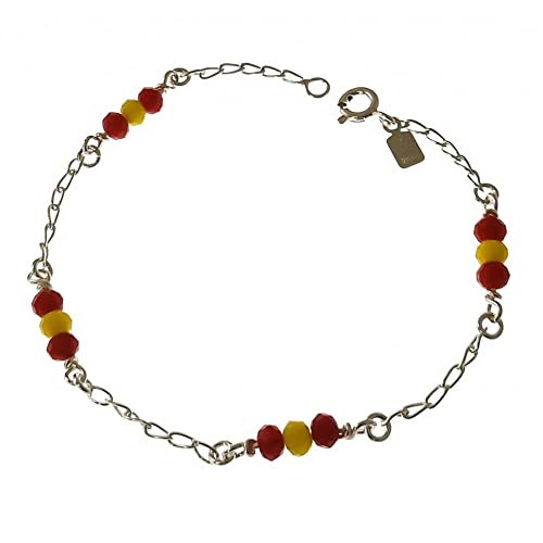 Minoplata Pulsera de Plata de ley 925 con piedras bandera de España para mujer un diseño muy original Cover