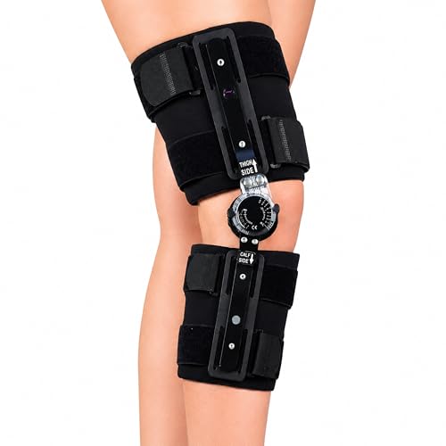 Image of Curogenix Adjustable ROM Knee Brace with Hinged Support | Post Surgery Knee Immobilizer | ACL, PCL, Ligament Injury Recovery Support | Range of Motion Knee Brace for Men & Women