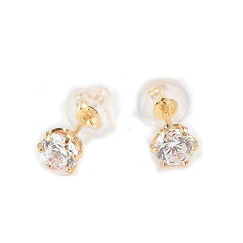 K18 18金 イエローゴールドキュービックピアス