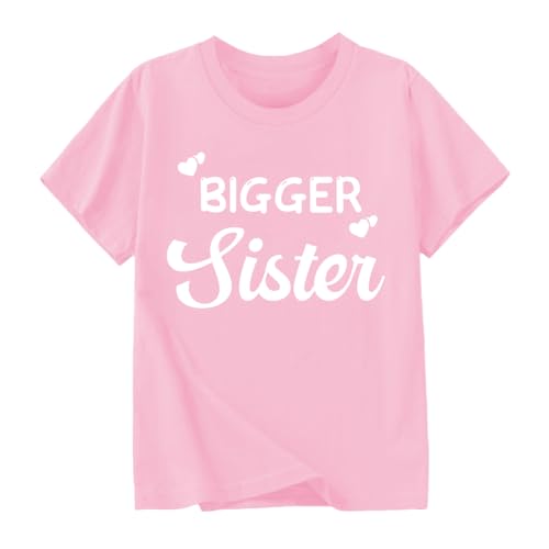 Image of Biggest /Bigger /Big Sister Shirt for Toddler Girls Cotton Short Sleeve Tshirts Announcement Outfits 2-10 Years
