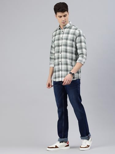 Image of Majestic Man Men Comfort Slim Fit Opaque Checked Cotton Casual Shirt