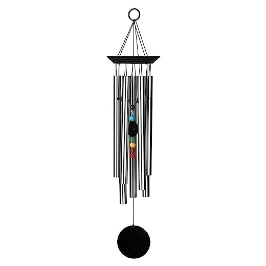 Woodstock Chimes CC7L Chakra Chime Seven Stones, 24", Black