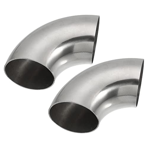 X AUTOHAUX 2pcs OD 2 Inch 90 Degree 1.2mm Thickness Mandrel Bend Elbow SS304 Stainless Steel Bend Tube Exhaust Elbow Pipe for Car Modified Exhaust System