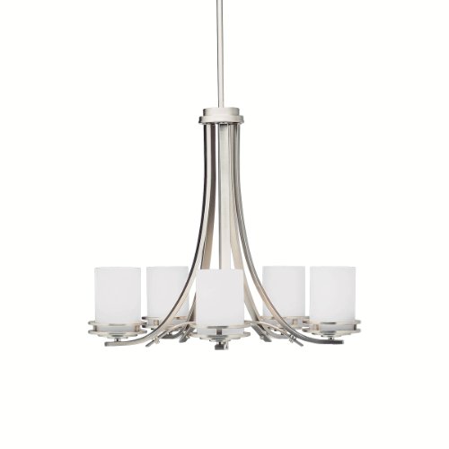 Kichler Hendrik 21.5" 5 Light Chandelier with Satin Etched Cased Opal Glass Brushed Nickel