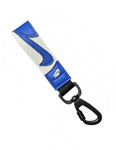 Nike Swoosh Key Holder - Durable Carabiner-Style Clip Keychain with Iconic Branding (Royal/White One Size)
