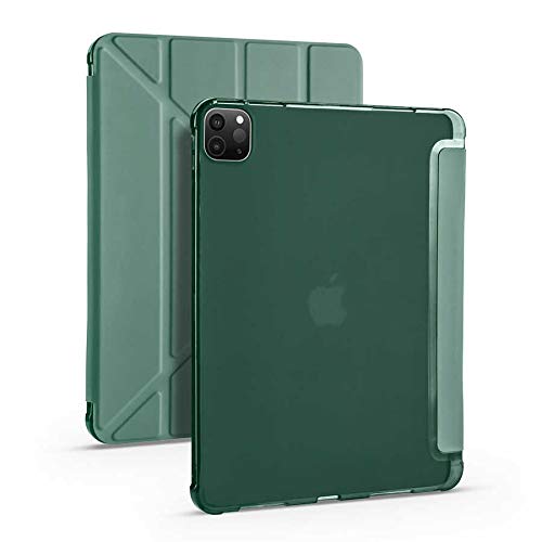 Zore Apple ile uyumlu iPad Pro 11 2020 (2.Nesil) Kılıf Tri Folding Kalem Bölmeli Standlı Kılıf Koyu Yeşil