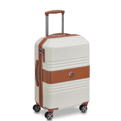 Image of DELSEY PARIS Paulette 58 cms Small Cabin ABS /Polycarbonate Hard Sided 8 Wheels and Expandable Spinner Suitcase /Trolley Bag for Travel with TSA Lock- Angora