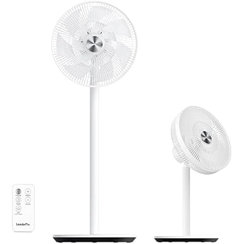 LeaderPro 2023NEW 2in1 DC Fans Standing 3D Oscillating Pedestal Fan with Remote Control|Height Adjustable Desk Fan|8 Speed Turbo|Air Circulation|12.8dB Quiet for Bedroom|25W Energy Saving,GS Approved Cover