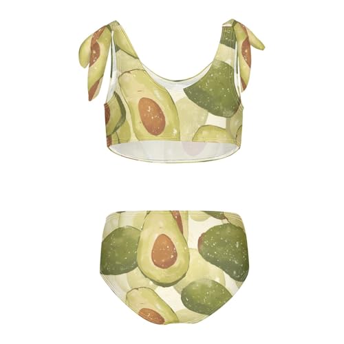 KLL Avocado Green Girl Two Piece Bikini Sets Scoop Neck Swimsuits Swimming Suits Adjustable Strap2