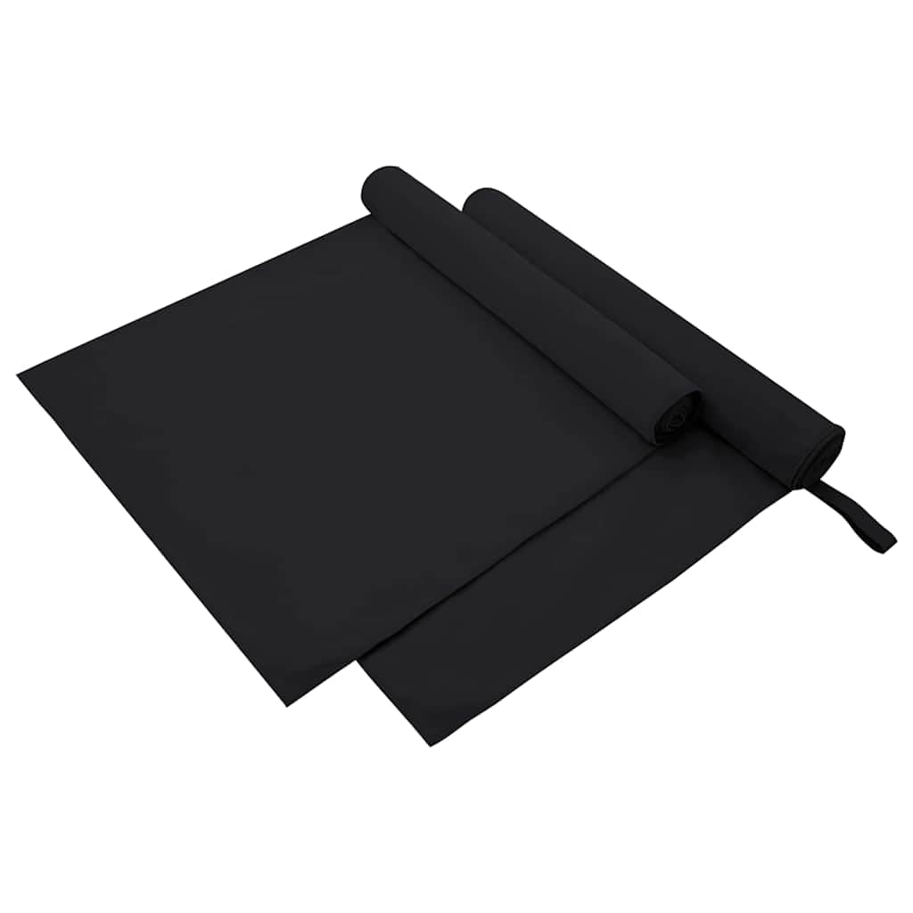 Asciugamani sportivi, 2 pezzi, nero, 180 x 90 cm, in microfibra, ad asciugatura rapida, assorbenti, morbidi, per palestra, sauna, spiaggia, spa e benessere