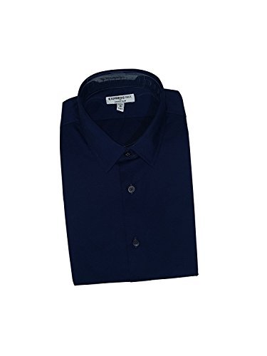 Express Men's Extra Slim Buttondown Shirt (L, Navy)