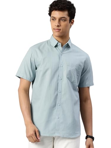 Image of Majestic Man Men's Pure Cotton Dobby Weave Checks Slim Fit Half Sleeve Casual Shirt