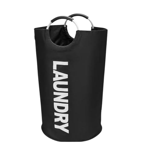 BRARIOS ランドリーバスケット 大容量115L 洗濯かご 折りたたみ 撥水加工 自立式 耐荷重15KG 取っ手付き 家族用 まとめ洗い・コインランドリー対応 (黒)