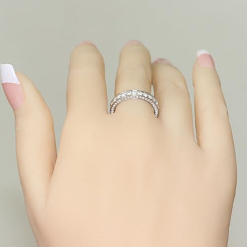 White Gold Plated Round Cubic Zirconia Inlaid Fashion Engagement Rings Wedding Bridal Band Promise Rings Evening Parties Anniversary Valentine's Day Gifts Eternity Bands for Women2