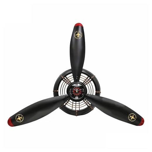 YOUKI Vintage Airplane Propeller Wall Decor,Propeller Wall Sculptures Battery Operated,Pilot Gifts,Wall Clocks for Kitchen Bedroom,Living Room,Kitchen,Bathroom Metal Black