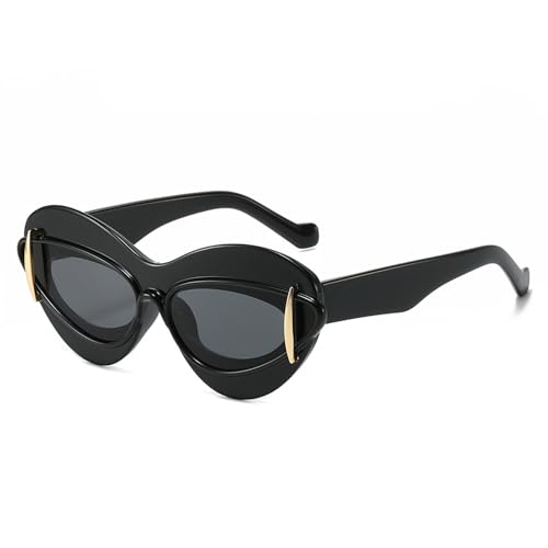 Fankexi Gafas De Sol Retro Polarizadas para Mujer Hombre Gafas De Sol Pequeñas Ojo De Gato De Moda Gafas De Sol Vintage Y2K Gafas De Sol con Protección UV400,Negro