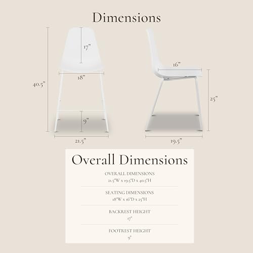 Image of Poly & BARK Isla Bar Stools Set of 3 - Counter Height Bar Stool for Kitchen - Set of Counter Stools - Indoor /Outdoor Barstools - Modern Kitchen Bar Stools - White