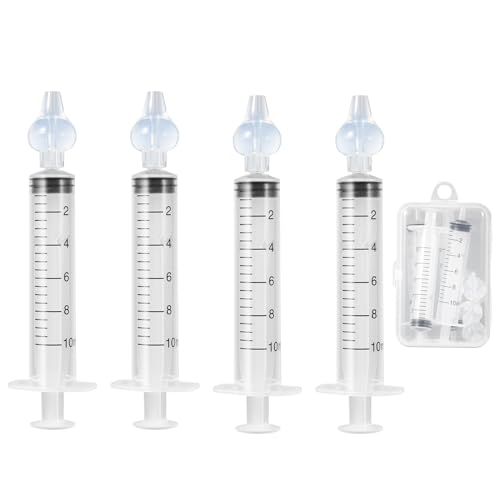 Blendura 4X nasensauger Babyspritze Neti Rinser, Tragbarer Wiederverwendbarer nasendusche nasenspülung Baby, weiß, 10ml