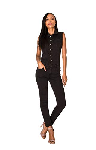 Nina Carter Art. S336 Damen Ärmelloser Jeansoverall Jumpsuit Skinny Fit...