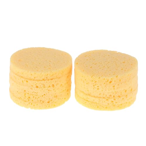 HAMPPLIES Esponjas Redondas Desmaquillantes 5 Piezas, Esponja Facial De Celulosa Amarilla, Multiusos Para Mujer, Suave y Amigable Piel, Limpieza Diaria Del Maquillaje