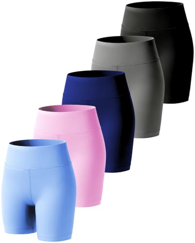 5 Pack 4 High Waisted Girls Bike Shorts Athletic Shorts for Kids & Teens