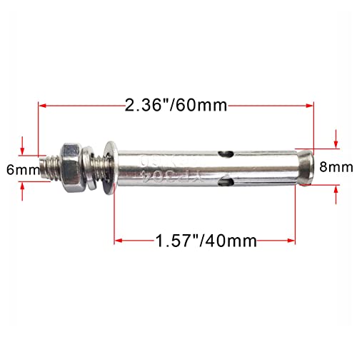 Image of 10 Pack M6x60mm Expansion Bolts Anchor Bolt 304 Stainless Steel External Hex Expansion Screw Bolt Sleeve Anchor Fastener Wall Concrete