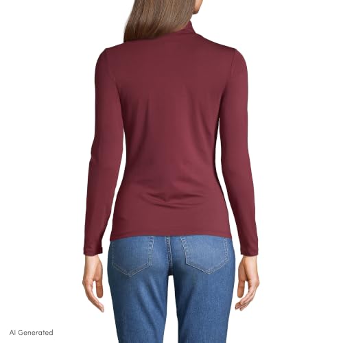 Image of Lands' End Women's Jersey Knit Turtleneck | Cotton and Rayon Modal Blend, Fitted, Self-Fabric Neck, Mid-Hip Length, Layering, Petite and Plus Sizes