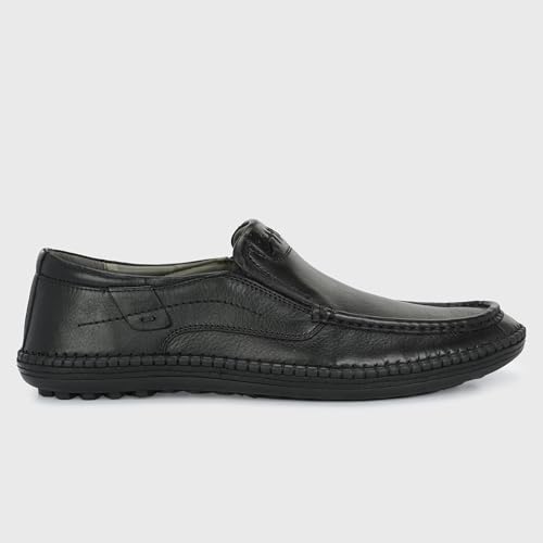 Image of Blue Leather by Centrino Genuine Leather Men's Formal Slip on Loafers |Comfort Trendy Non Lace-Up Design |Flexible Mocassins |Leather with Anti-Skid Sole |Perfect for Walking & Business Work (3942)