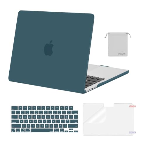 Image of MOSISO Compatible with MacBook Air 13 inch Case M5 2026 M4 2025 M3 M2 2024-2022 A3449 A3240 A3113 A2681,Hard Shell&Keyboard Cover&Screen Film&Pouch for MacBook Air 13.6 inch Case, Teal Green