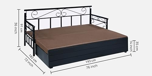 Image of 3 Seater Metal Sofa Cum Bed with Hydraulic Storage | King Size Sofa Cuma Bed | 3 Seater Sofa Set, Metal Sofa Set for Living Room
