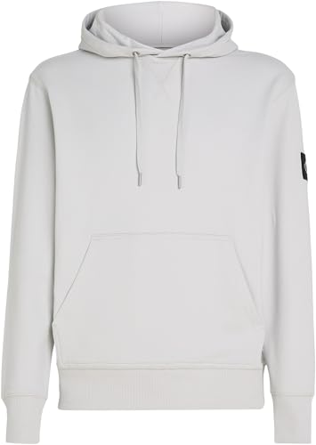 Calvin Klein Herren Hoodie Badge mit Kapuze, Grau (Lunar Rock) ,XS 4