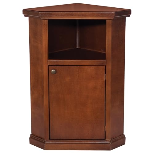 Vicentini arreda MOBILE PORTA TELEFONO COMODINO IN LEGNO AD ANGOLO ARTE POVERA NOCE 1 ANTA 1 VANO