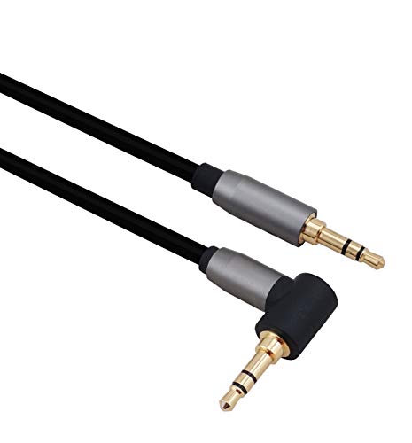Helos Cable de conexión, clavija de 3,5 mm macho a conector 90°, Premium, 2 m, color negro