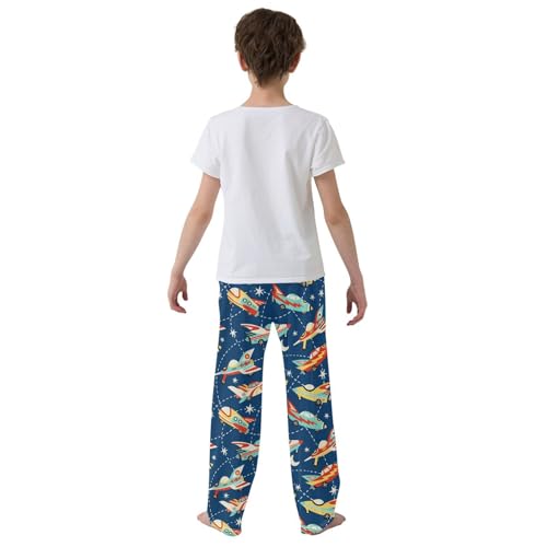 ZZXXB Aircraft Print Boys Long Pants Soft Trousers Elastic Waist Kids Lounge Bottoms with Pockets S-XL3